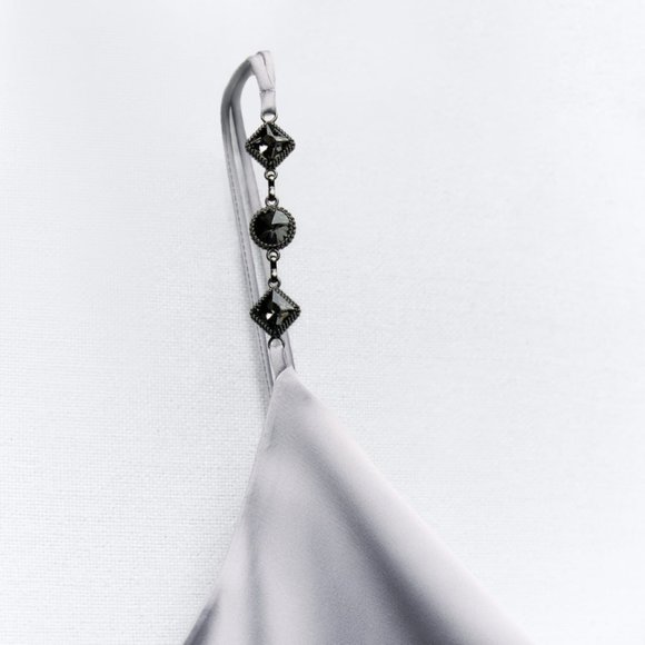 Silver Satin Midi Dress - Picture 4 of 8